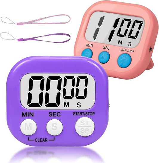 ZILLEEN Classroom Timer for Kids Teachers 2 Pack Digital Timers, Purple & Pink