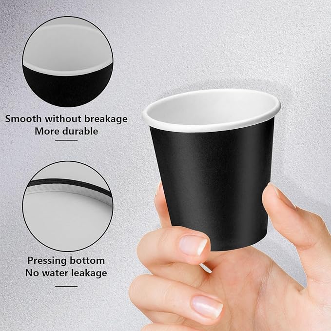 150 Pack 3oz Black Paper Cups, Mouthwash Cups, Disposable Bathroom Cups, Paper Cups 3oz Ideal for Bathroom, Supermarket, Birthday Party, Picnic and BBQ