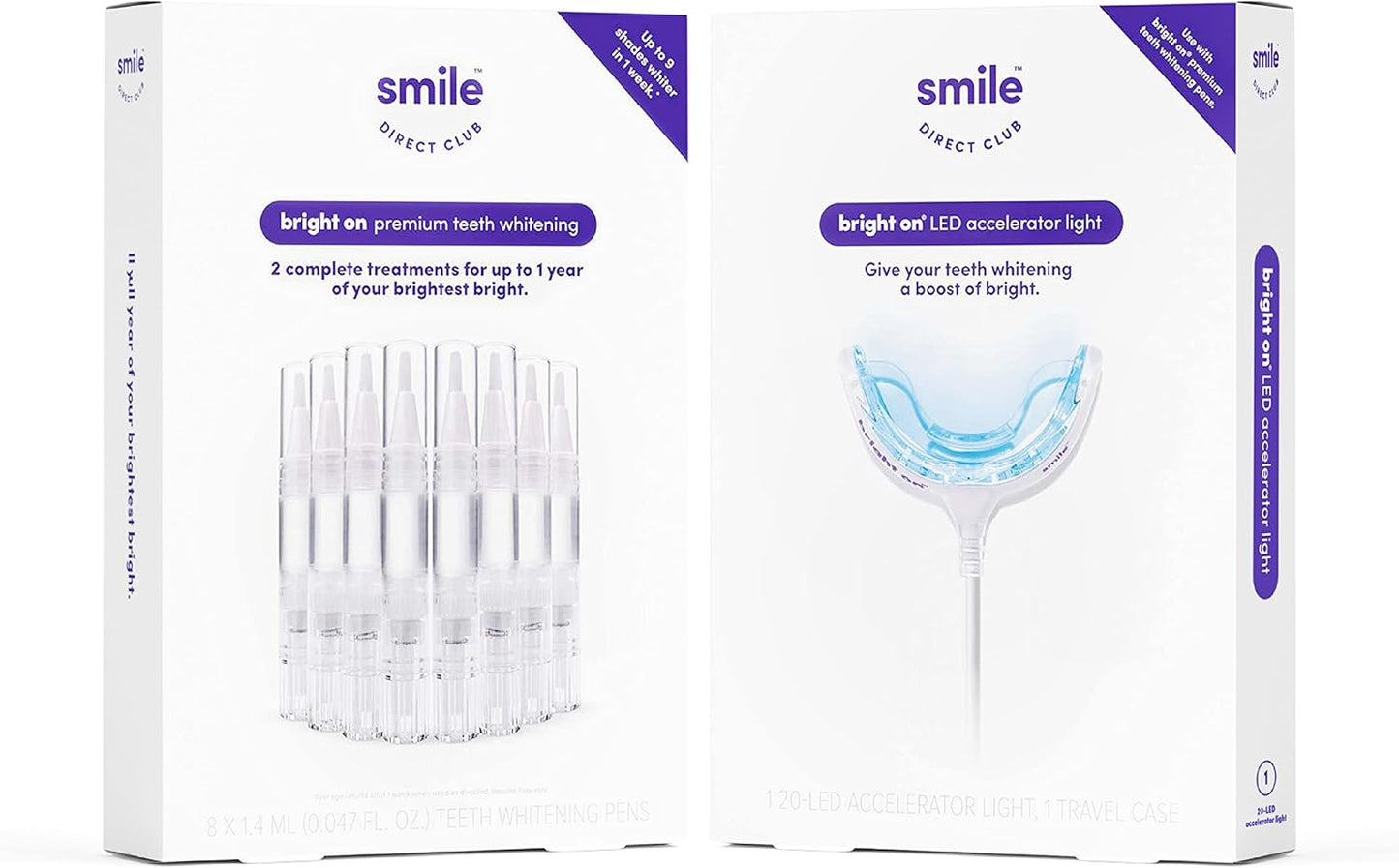 SmileDirectClub Teeth Whitening Kit with LED Light - 8 Pack Gel Pens - Professional Strength Hydrogen Peroxide