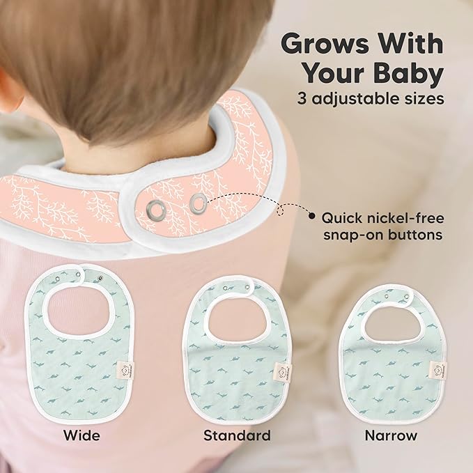 8-Pack Organic Baby Bibs for Boys, Girls - Soft Cotton Drooling and Teething Bibs for Baby Girl & Boy, Extra Absorbent, Easy to Clean & Put On for Toddler, Newborn, Infant 0-24 Months (Marine Muse)