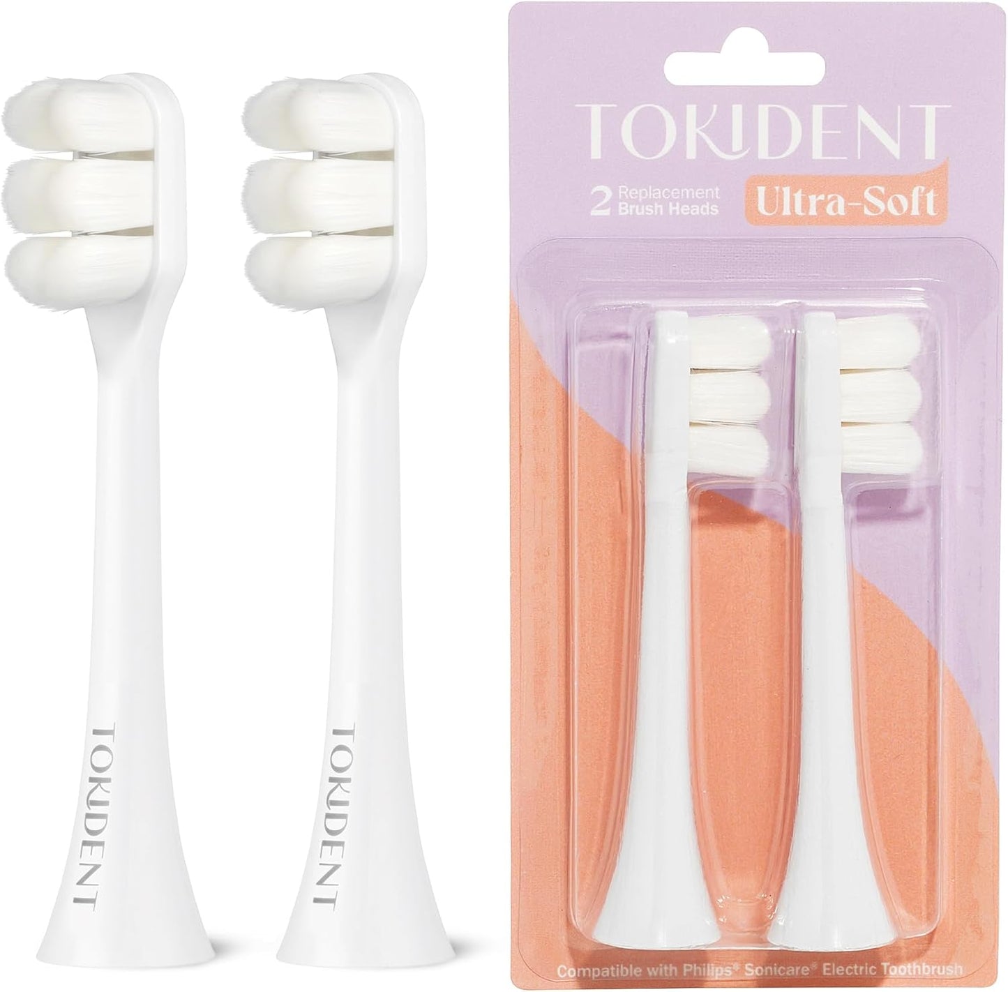 Replacement Brush Heads for Philips Sonicare Electric Brush - Ultra Soft Toothbrush Heads for Sensitive Teeth & Gums - Replacement Head with 10,000 Wave Cut Nano Bristles - 2 Pack - Pearly White