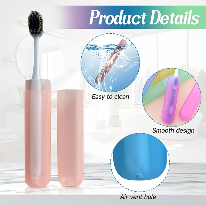 28 Pcs Travel Toothbrush Covers - 7 Color Portable Toothbrush Case, Tooth Brush Cover Cap in Bulk for Daily Use, Kids School & Trip, Camping, Vacation Essentials (Bulk Pack of 28)