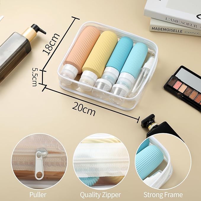 16 Pack Travel Bottles for Toiletries, Large 6oz Silicone Travel Containers, Leak Proof Refillable Liquid Shampoo And Conditioner Travel Essentials