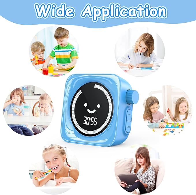 Visual Timer for Kids, 99 Minute Digital Cute Kids Visual Timer Classroom Timer for Homeschool Supplies Study Teaching Time Management Tool Countdown Count Up Timer, Blue 2Pack