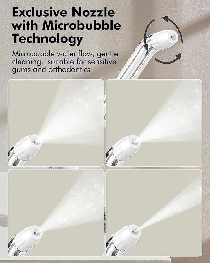Water Flosser Teeth Pick: LED Display 5 Modes Cordless Dental Pick with 300ML Tank for Braces,Gums Care, IPX7 Waterpoof, 6 Jet Tips Water Flossing Cleaning Picks, Portable for Travel, Home, Y215 White