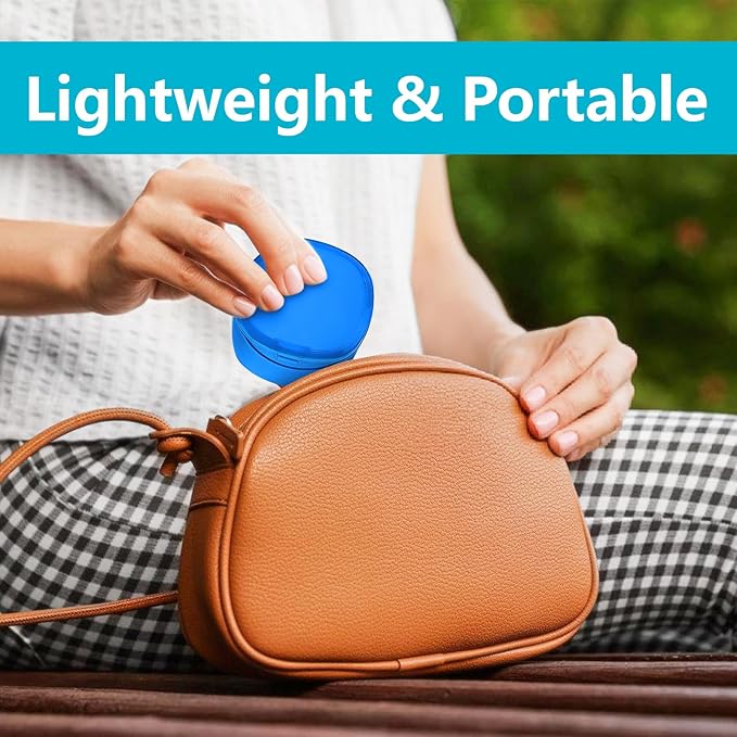 Denture Cleaning Case Dental Retainer Container Soaking Cup with Brush, Denture Storage Bath Box Case Cup Mouthguard Storage Holder Travel - Leak Proof with Lid Waterproof - Blue