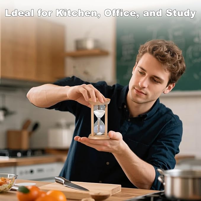 5 Minute Sand Timers, Wooden Mini White Sand Hourglass for Classroom, 5 Min Small Reloj De Arena for Kitchen, Office, Game, Decor
