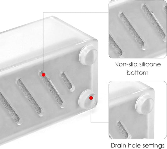 2Pack Acrylic Electric Toothbrush Holder with Diatomite Drying Stone, Bathroom Drawer Organizer with Drainage Hole for Tooth Brush, Compatible with Philips, Oral-B
