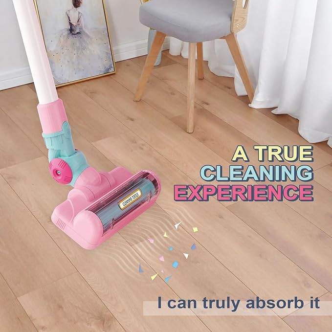 Kids Vacuum That Really Works, Toddler Vacuum Cleaner, Toy Baby Working Play Mini Children's Size Pretend Vaccum with Real Suction, Housekeeping Keeping Toys Cleaning Set Girls Boys