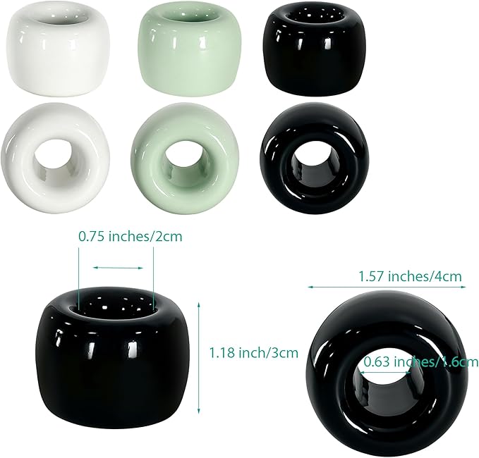 6-Pack Mini Ceramic Toothbrush Holders – Bathroom Countertop Organizers | Compact Hygienic Brush Stands (White+Black+Green)