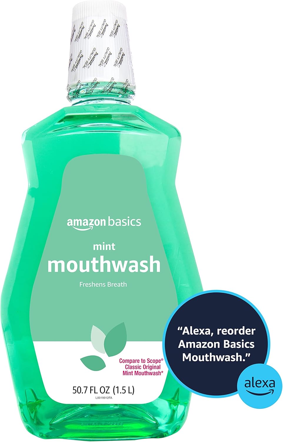 Amazon Basics Mint Mouthwash, Fresh Mint, 1.5 Liters, 50.7 Fluid Ounces, 2-Pack (Previously Solimo)