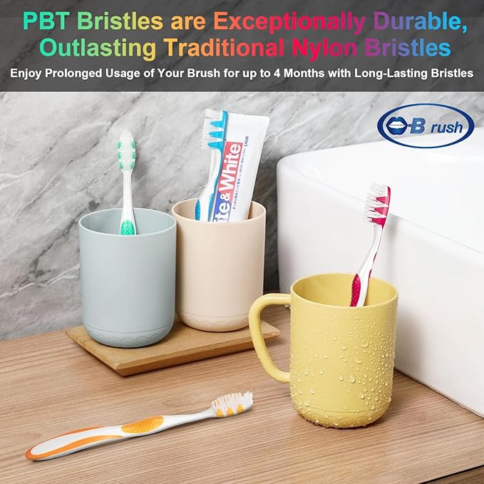 Extra Soft Toothbrushes for Adults - Flossing Toothbrush for Sensitive Teeth and Receding Gums, Tapered Bristles Ultra Clean Plaque Remover Travel Toothbrush Individually Wrapped Pack of 4