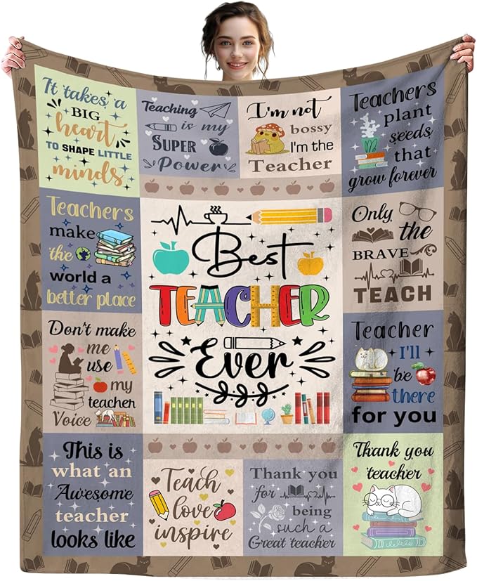 Teacher Blanket Gifts for Women Gifts Teacher Appreciation Gifts Retirement Throw Blankets Plush Flannel Bedding Decor Best Teacher Gifts 50"X40"