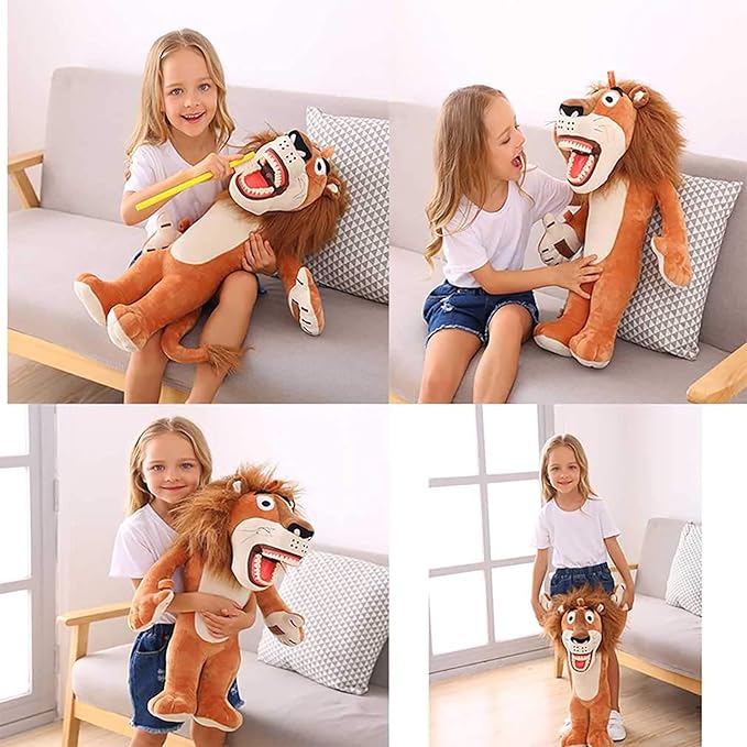 Lion Dental Plush, YOUYA Oral Health Presentation Puppet Lion Dental Educational Plush Large Size Doll with Teeth for Babies Kids Chidren Boys Girls