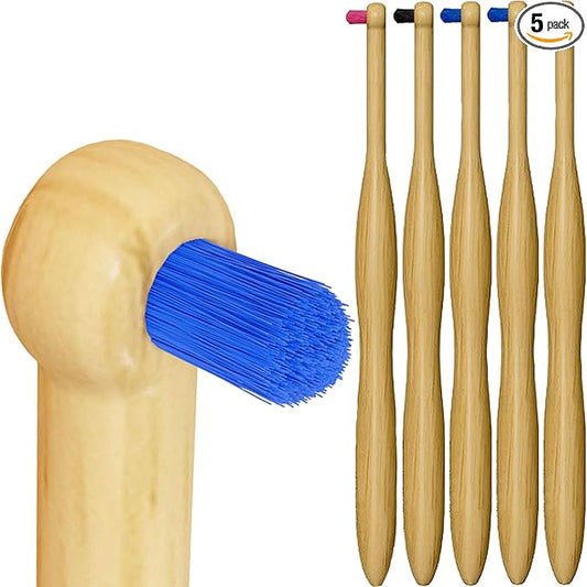INUSO 5 Pack Bamboo End-Tuft Toothbrush for Braces & Interdental Cleaning | Orthodontic Toothbrush with German Pedex Bristles | Eco-Friendly, Soft, Precise, and Biodegradable