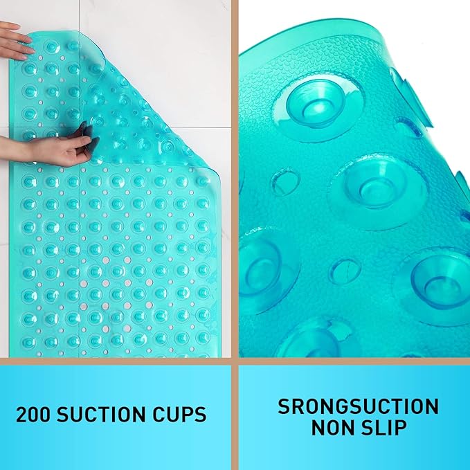 Sheepping Baby Bath Mat Non Slip Extra Long Bathtub Mat for Kids 40 X 16 Inch - Eco Friendly Bath Tub Mat with 200 Big Suction Cups,Machine Washable Shower Mat (Green)