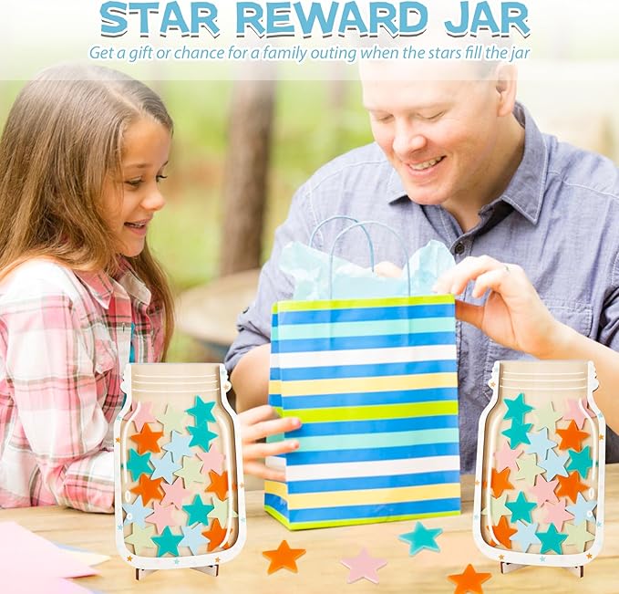 Magnetic Reward Jar, Classroom Reward Jar for Kids, Personalized Stars Reward Jar for Students Kids Behavior, Magnetic Reward Chart for Classroom Board Home