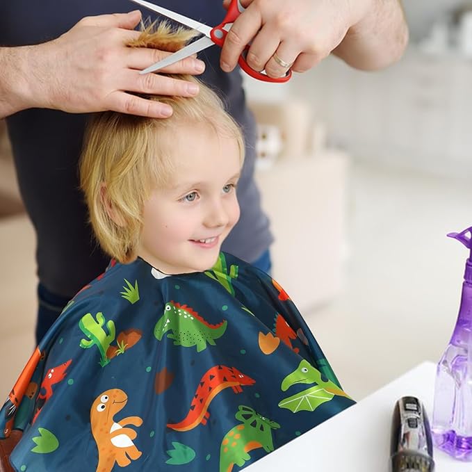 FEBSNOW Kids Hair Cutting Cape, Professional Barber Cape Cartoon Pattern Apron with Adjustable Closure for Children Salon Barber Supplies for Kids 55 x 39 Inches