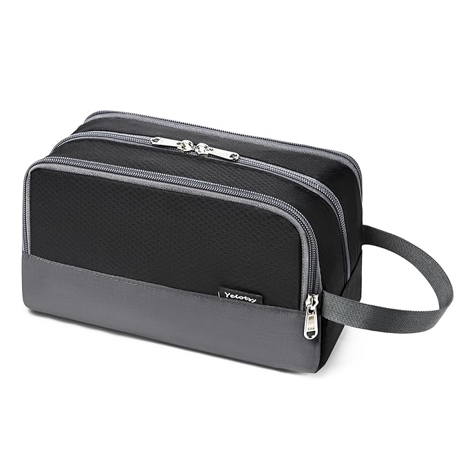 Yeiotsy Boys Toiletry Bag - Kids Travel Dopp Kit with Mesh Pockets, Compact Organizer for Gym, Camping, Hiking (Black)