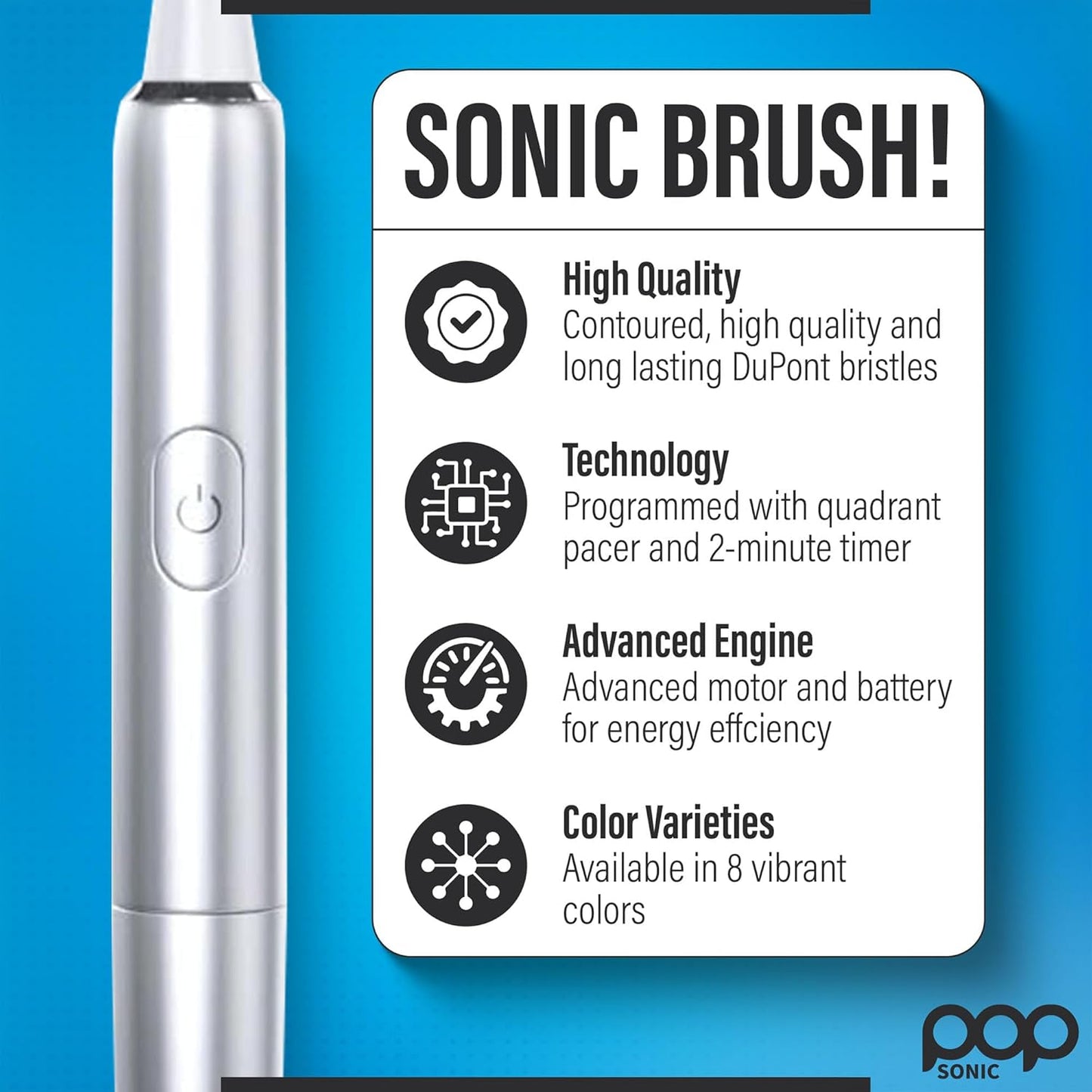 Go Plus Sonic Toothbrushes for Adults w/Electric Toothbrush Case - Electric Toothbrush for Adults & Kids - Sonic Toothbrush w/ 2 Speeds - 18000-24000 Vibrations Per Minute (Silver)