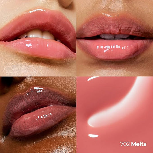 Laka Fruity Lip Glotioner, 10ml/0.33 fl.oz, Lip Gloss with High Shine Vivid Colors, Jelly tip for Hygienic & Easy Application, Plumping Conditioner, Vegan, K-Beauty (#702 Melts)