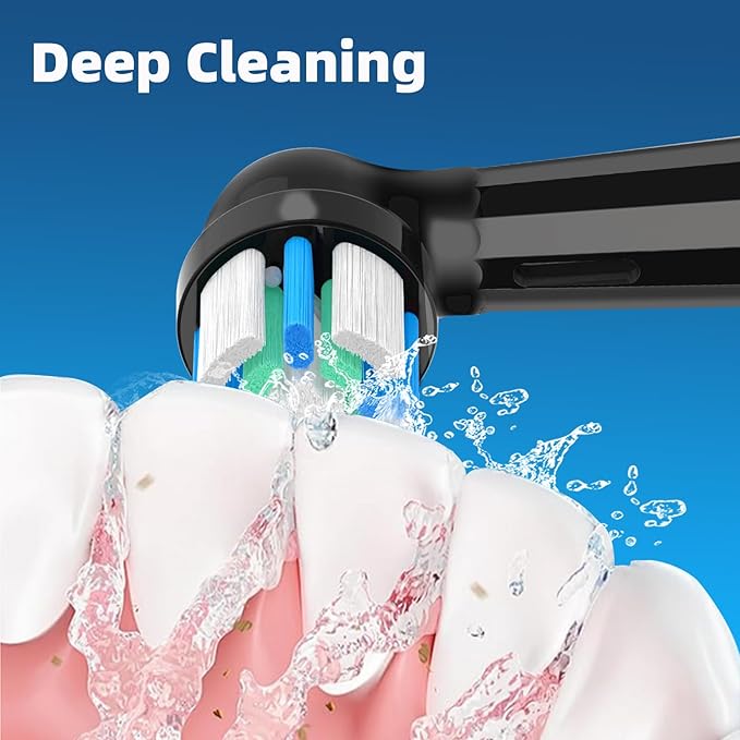 8 Pack iO Replacement Heads Compatible with Oral B iO, for Oral B iO 2/3/4/5/6/7/8/9/10 Series Electric Toothbrushes, Extended Bristles to Remove Deep-Seated Plaque, Black