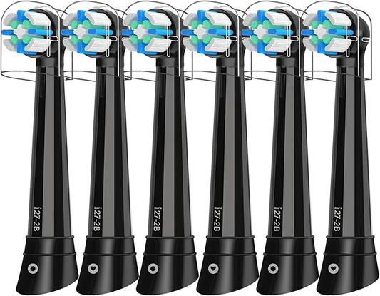 iO Replacement Heads Compatible with Oral B iO, for Oral B iO 2/3/4/5/6/7/8/9/10 Series Electric Toothbrushes, Medium Softness for Protect Teeth and Gums, 6 Black