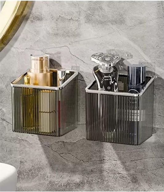 2 Pack Wall Toothbrush Holder for Shower Adhesive Shower Holder for Tooth Brush,Electric Toothbrush,Toothpaste,Razor,Makeup Brush,Hanging Wall Storage Organizer Bucket(Grey)