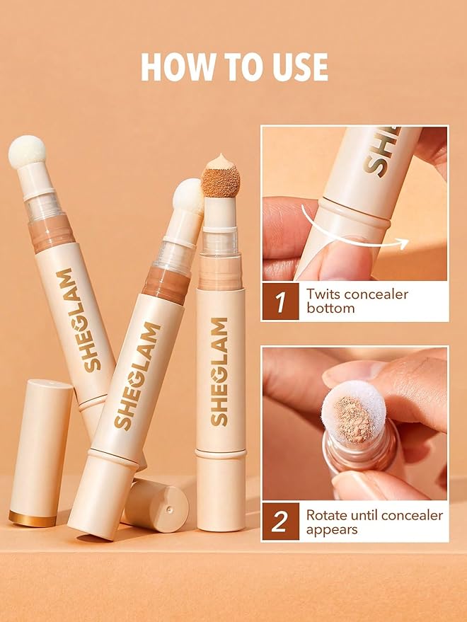 SHEGLAM Complexion Boost Concealer Sponge-Head Applicator Matte Liquid Concealer Long Lasting Brightening Color Corrector Weightless All-Day Long Lasting Hydrating Concealer-Buttercream