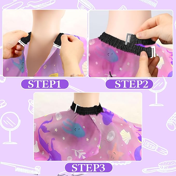 FEBSNOW Kids Hair Cutting Cape, Professional Barber Cape and Neck Duster Brush Cartoon Hairdresser Apron with Adjustable Closure for Children & Adults 55x39 Inches