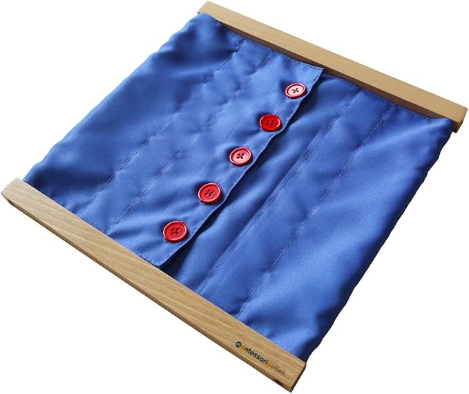 MONTESSORI OUTLET Buttoning Frame with Large Buttons | Practical Life Material for Toddlers & Preschoolers | Learn to Button Clothes, Develop Fine Motor Skills & Independence (Ages 3-6)