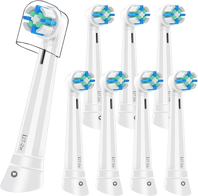 iO Replacement Heads Compatible with Oral B iO Electric Toothbrush,Round Brush Heads for Gentle Gum Care & Deep Cleaning,8PACK,White