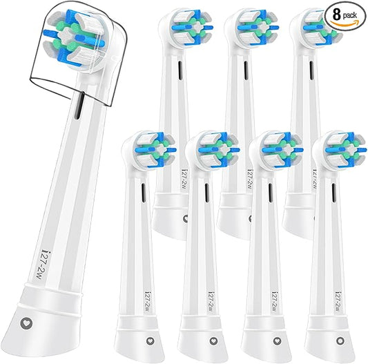 8PACK Replacement Toothbrush Heads Compatible with Oral B iO Series 2/3/4/5/6/7/8/9/10 Electric Toothbrush,Round Brush Heads for Gentle Gum Care & Deep Cleaning,White