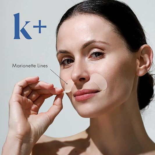 KPLUS K+ Wrinkle Patches for Marionette, Smile Lines with Hyaluronic Acid, Adenosine and Peptides - Korean Overnight Mindful-Aging Facial Stickers (60 Count)