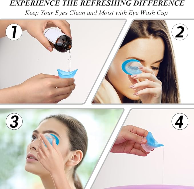 4Pcs Eye Wash Cup Eye Wash Bath Kit Silicone Eye Cleaning Cup for Eye Rinse Portable Eye Care Tool Eye Cleaner for Quick Relief Tired Eyes Cleaning Eye Dust Makeup Irritants