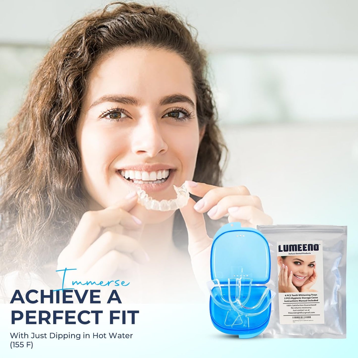 Moldable Teeth Trays for Whitening - 4 Pcs Trays with 2 Pcs Cases - Compatible with Opalescence Teeth Whitening Gel