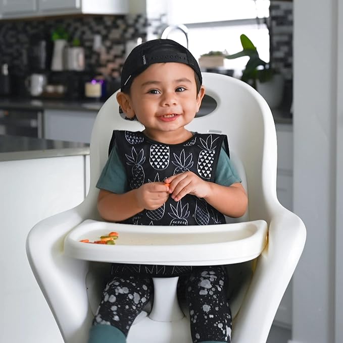 BapronBaby Pineapple Monochrome Bapron - No Neck Tie Safer Bib for Baby & Toddler - Soft Waterproof Stain Resistant - Machine Washable - Sz Baby/Toddler 6m-3T