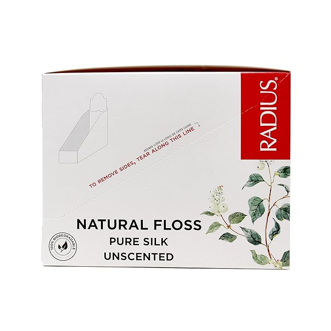 RADIUS Dental Floss, Natural Floss, Unscented Silk, 33 Yards, Compostable & Non-Toxic Oral Care Designed to Help Fight Plaque (Pack of 72)