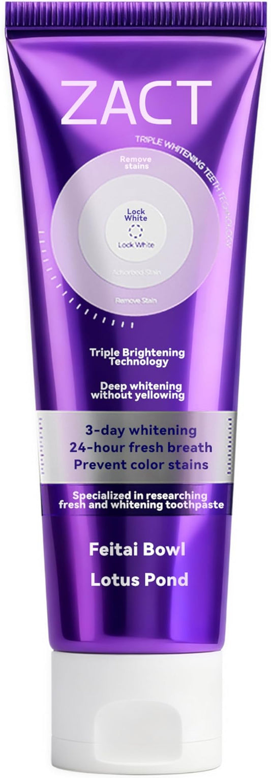 Purple Color Corrector & Whitening Toothpaste, Fluoride-Free for Sensitive Teeth, Deep Stain Remover to Eliminate Plaque & Freshen Breath, Enamel Safe (1)