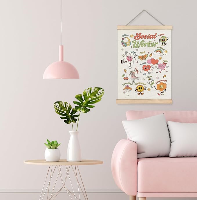 Yomisex Social Worker Wall Art Poster, Social Workers Gifts for Women, Boho Inspirational Societal Worker Wall Art Framed for Home Bedroom Living Room Office Decor, 12x16 Inch