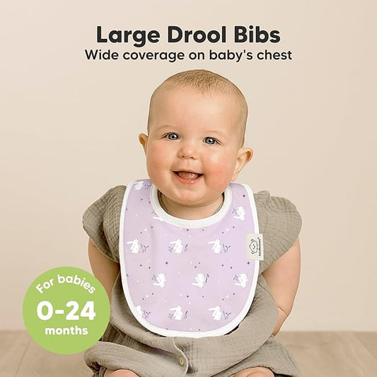 8-Pack Organic Baby Bibs for Boys, Girls - Soft Cotton Drooling and Teething Bibs for Baby Girl & Boy, Extra Absorbent, Easy To Clean & Put On for Toddler, Newborn, Infant 0-24 Months (Lunaris)
