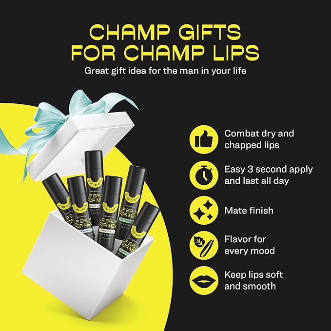 Lip Balm for Men - All Natural Mens Chapstick - Mens Lip Balm - Contains Vitamin E and Beeswax - Chapstick for Men - Peppermint, Coconut & Vanilla Lip Balm - Lip Balm Men (6 pack)