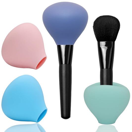 Makeup Brush Covers, Silicone Organizer Case for Makeup Storage and Protect Makeup Bag, 4 Pack Reusable Brush Holders for Travel, Dustproof Brush Protector for Makeup Lovers and Wife