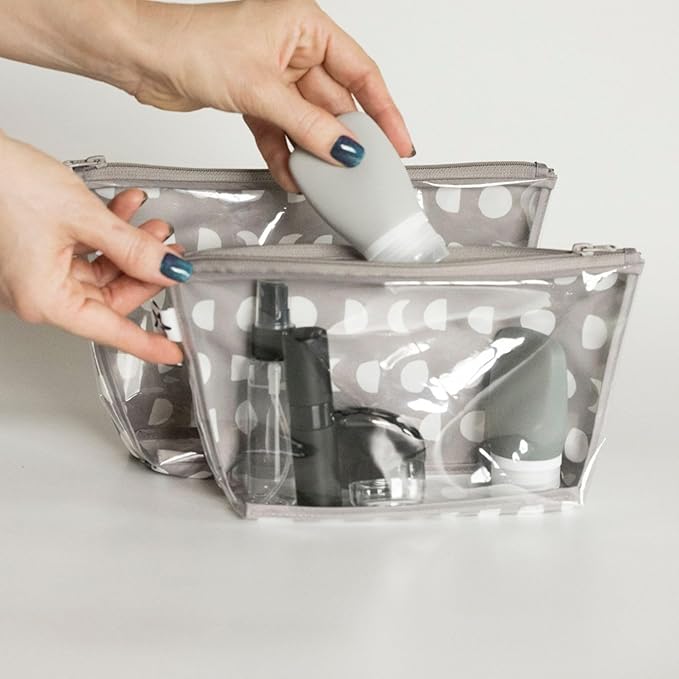 Tiny Twinkle Diaper Bag Organizing Pouches | Mess-Proof Clear Front Travel Organizer Bags | TSA Approved Toiletry Bag Set for Baby and Mom Essentials