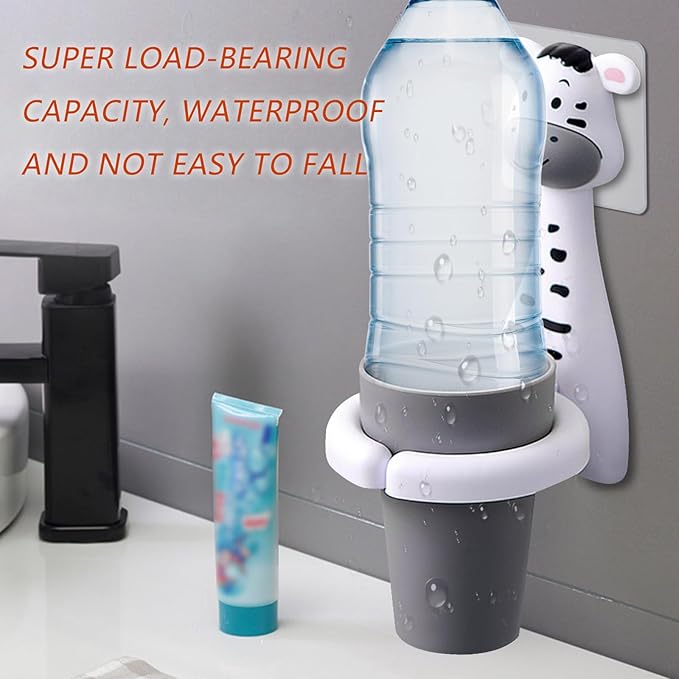 Kids Toothbrushes Holder Animal Tooth Cup Holder,Mouthwash Cup Rack for Children,Wall Mounted Sucker Toothpaste Storage Set Cute Household Toothpaste Rack No Punching Shelf Bracket with Cup (Zebra)