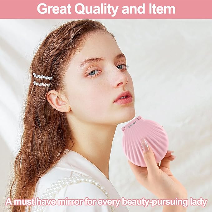 Compact Makeup Mirror with Lights - 3.5" Portable, 2-Sided, Lightweight & Shatterproof, Folding Magnifying Mirror 2X/10X, for Women