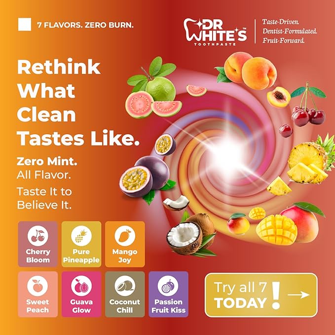 Dr. White’s Fluoride-Free nHA Toothpaste 2-Pack; Dentist-Formulated, Nano Hydroxyapatite + Xylitol, Sensitivity Relief Complex™, Mint-Free, Enamel Safe, Swallow-Safe (3.5 Oz, Pure Pineapple)