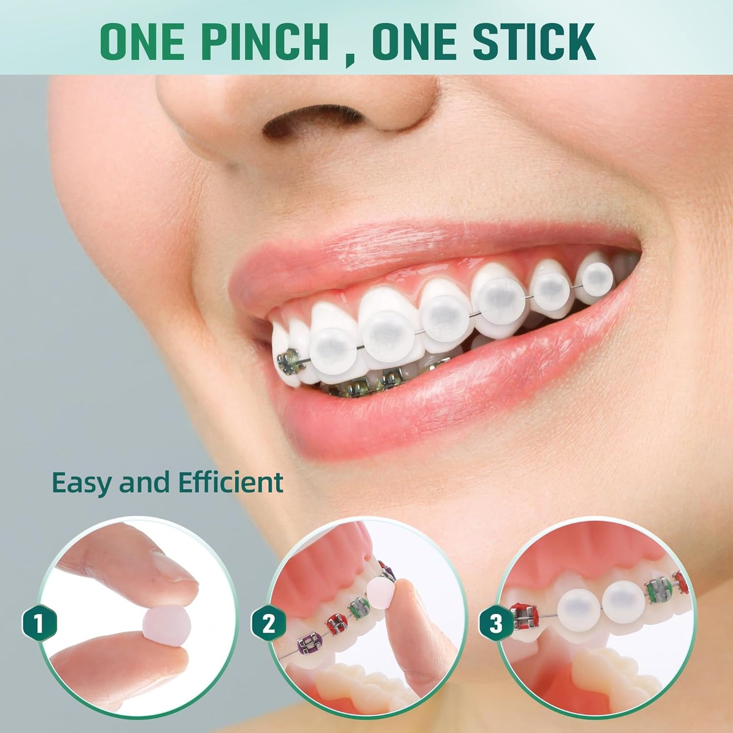 180 Orthodontic Wax for Braces Wax, Bowl-Shaped Design for Easy Molding Long-Lasting Hold, Food-Grade Dental Wax Individually Sealed Packets, Ortho Dots Clear for Braces, Portable and Easy to Tear