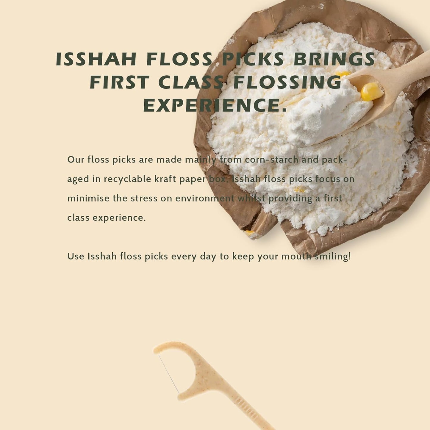 Natural Dental Floss Picks - 200 Count - PETA Approved, BPA Free, Vegan, Sustainable, Eco Friendly, Natural Dental Flossers by Isshah (Mint)