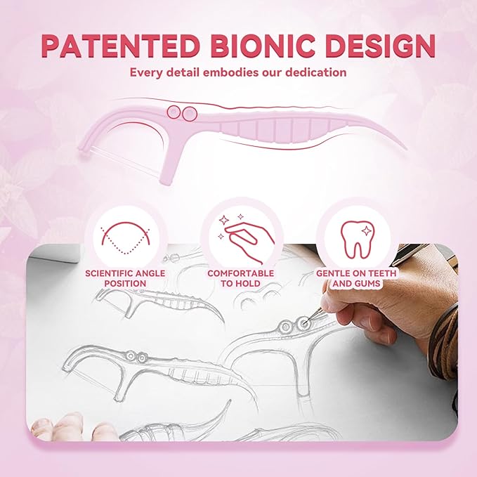 Travel Dental Floss Picks, 3 Cases with 156 Count Mint Flavor Twin-Line Dental Flosser, Portable Floss Case, Portable Floss Dispenser, Travel Floss Sticks for Adults (Pink)